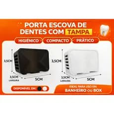 Porta Escova de Dentes com Tampa – Suporte Compacto Higiênico para Banheiro
