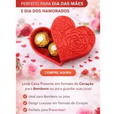 Caixa Coração Porta Bombom ou Porta Joias – Presente Dia das Mães / Dia dos Namorados – Caixa Decorativa Romântica
