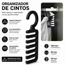 Cabide Organizador de Cintos Premium – Compacto, Resistente e Prático , estilo Japandi.
