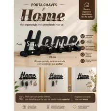 🏡 Porta Chaves Decorativo Home Sweet Home 5 Ganchos | Organizador de Parede