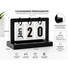 Calendário Mesa Permanente em Português/BR | Decoração Moderna Minimalista para Escritório, Home Office e Presente 💕🙌