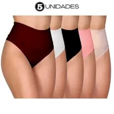 KIT Calcinhas Cinta Modeladoras Cós Alto Fio Duplo