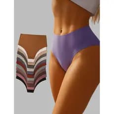 Kit 5 Calcinhas Cós Alto Sem Costura Conforto Premium que Desaparece Sob a Roupa