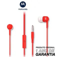Fone De Ouvido com fio Original Motorola Earbuds 105, Anti Ruído Com Microfone - Vermelho