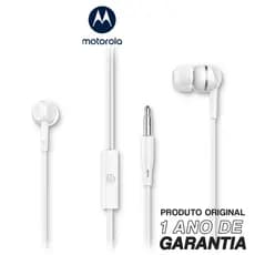 Fone De Ouvido com fio Original Motorola Earbuds 105, Anti Ruido Com Microfone - Branco