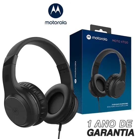 Fone de Ouvido  com fio Original Motorola Moto XT 120, Som HD e Microfone, Dobravel, Compacto - Preto