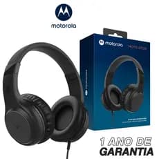 Fone de Ouvido  com fio Original Motorola Moto XT 120, Som HD e Microfone, Dobravel, Compacto - Preto