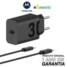 Carregador Portátil De Parede Motorola Turbo Power 30w - Cabo Usb-C Preto
