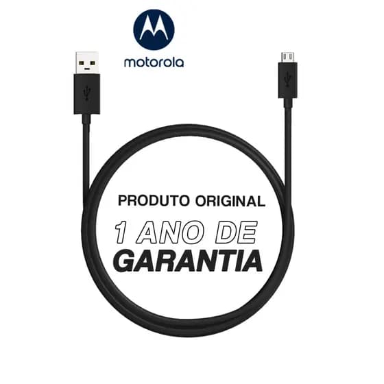 Cabo de Dados e Carga Motorola Moto USB-A para Micro USB 2 Metros Original Preto