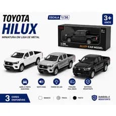Carro Miniatura na Caixa Som e Luz Toyota Hilux Carrinho Colecionadores Metal 1:36 Novo Bateria