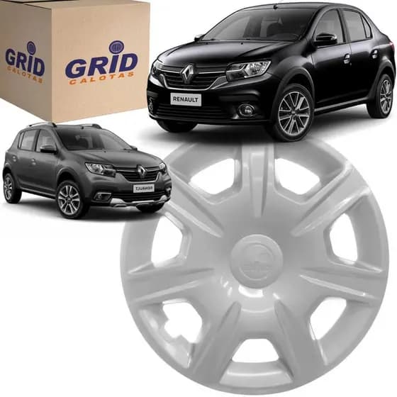 1 Calota Logan Sandero 2015 ate 2022 Aro 15 Polegadas Encaixe Pressão Grid
