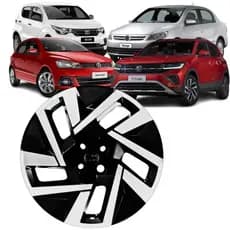 1 Calota Modelo Sport T-Cross 2025 Aro 15 Preto/Prata Cubo Padrão Parafuso Grid