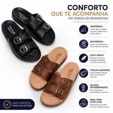 Kit 2 Pares Sandália Ortopédica Anatômica Feminina Confortável Antiderrapante com Fivelas Ajustáveis