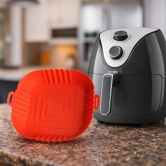 Forma de Silicone para Air Fryer / assadeira quadrada para air fryer