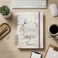 Devocional Cristão Personalizado com Nome | Caderno Floral Feminino Presente Criativo