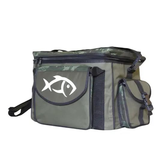 Bolsa térmica para pesca e camping em lona com 4 bolsos 45 cms.