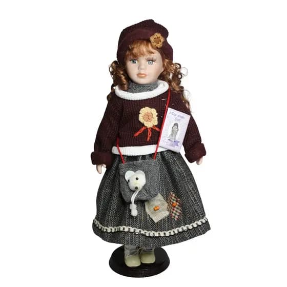 Boneca de porcelana estilo camponesa Porcelain Doll 40 cms