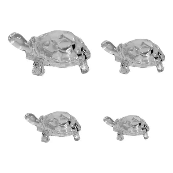 Enfeite decorativo tartaruga de vidro com 4