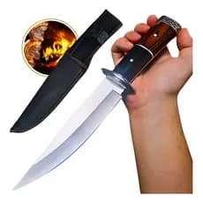 Faca Tática Premium Full Tang Inox Cabo Madeira Resistente AH312