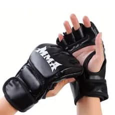Luvas Mma Meio Dedo Treino Boxe Muay Thai Saco Fitness Preto Luvaboxe