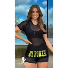Camisa / Blusa Esportiva Em Tule Crf By Power / Moda Feminina Fitness Academia
