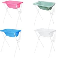Banheira de Bebê com Suporte para Crianças Menino e Menina cores - Branca, Azul e Rosa