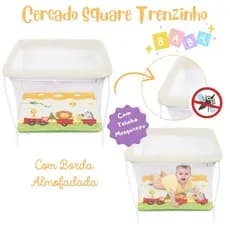 Cercadinho Cercado Infantil Dobrável Chiqueirinho Fundo Acolchoado Tela Mosquiteiro