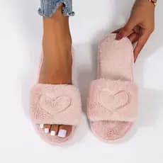 Pantufa Chinelo Feminina Aberta Coração Confortável Macia