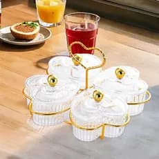 Conjunto de potes de mesa bombonier baleiro porta petiscos lanches condimentos