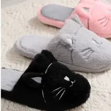 Pantufa Gatinho Feminina Pelúcia Macia Antiderrapante Chinelo De Quarto Quentinha Confortável