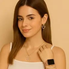 Kit Feminino Completo – Relógio + Colar + Brincos | Rose/Dourado/Prata/Preto