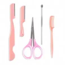 Kit Sobrancelhas Profissional Tesoura Navalha Pente Design