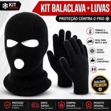 Kit Balaclava e Luvas Térmicas Unissex para Moto, Ciclismo e Esportes de Inverno