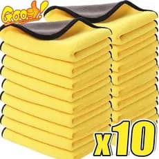 Kit 10 Panos De Flanela Microfibra Automotiva Premium Para Limpeza E Polimento De Superfícies