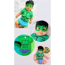 Body temático para mesversario incrível hulk Fantasia para bebê Máscara de feltro bordada roupa para bebê body hulk bebê
