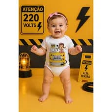Body Ligada no 220 bebê Body Temático Ligada 220 Body Personalizado Body Bebê Frases Body Engraçado Body Mesversario