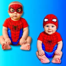 Body Temático bebê Homem aranha Body+Máscara Fantasia bebê Miranha Body super heróis Body Mesversario Homem Aranha
