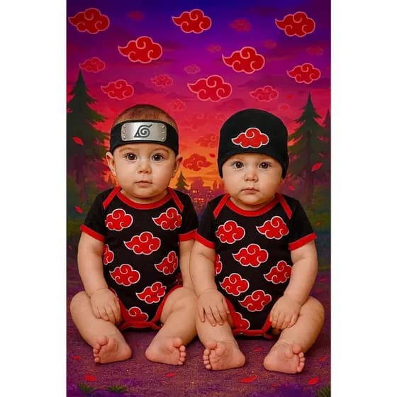 Body Akatsuki Bebê Body Naruto Body Anime bebe Body Cosplay Menino Body Akatsuki Mesversario Fantasia bebe Body Temático