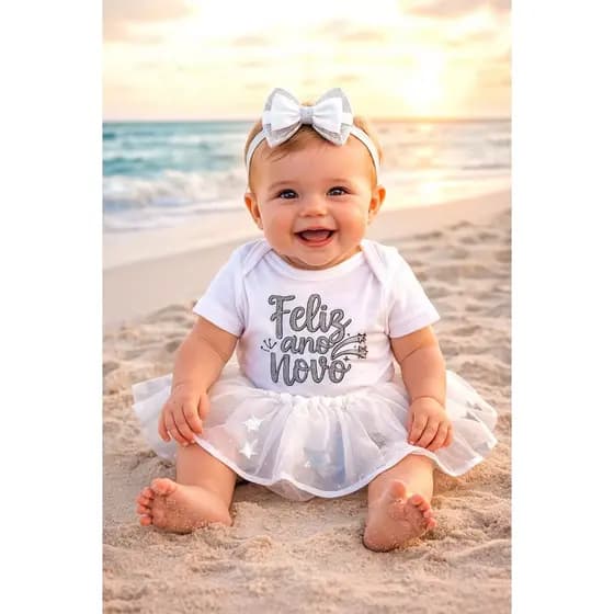 Body Ano Novo Bebê Body Tematico Feliz Ano Novo bebe Body Meu Primeiro Ano Novo Menina Body Temático Look Ano Novo Bebe