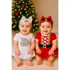 Kit 2 Bodys Temáticos Look Natal e Ano Novo Bebe Menina Body Mamãe Noel Body Ano Novo Kit Completo Natal Body Temático
