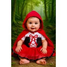 Body Chapeuzinho Vermelho Bebê Body Temático Chapeuzinho Vermelho + Capa Fantasia Chapeuzinho Vermelho Bebê Body Menina