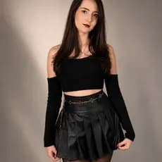 Saia Feminina Plissada Cintura Alta Estilo Colegial Couro Fake  Rodeio Vaquejada
