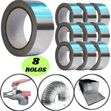 8 FITA ALUMINIZADA AR CONDICIONADO, CAIXA DE ISOPOR, MANTA TERMICA, LINHA PREMIUM, FITA ADESIVA