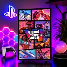 Quadro GTA 6 Decorativo Gamer PS5 Setup PC Quarto Game Mesa ou Parede