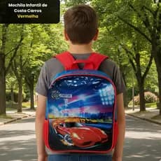 Mochila Masculina Escolar Carros de Costa Escolar Infantil para Meninos leve 41CM Reforçada
