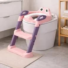 Assento Redutor Vaso Sanitário Infantil Escada Alça Desfralde Bebê Escadinha Sapinho Rosa Oferta