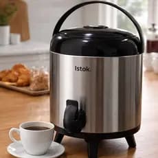 Botijão Térmico Inox 5,5L Com Torneira Alça Café Chá Suco Mesa Escritório Festa Premium Oferta