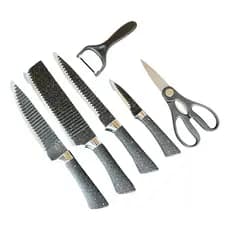 Jogo Facas Conjunto de Cozinha 6 Peças Inox Cabo Ergonômico Completo
