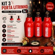 3 Porta Garrafinha 300ml Suporte térmico Lata Long Neck Cerveja Gelada