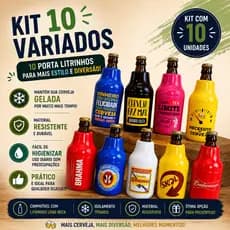 10 Porta Litrinho 300ml Serve Para Lata 350ml Long Neck Suporte Cerveja Revenda no seu Comercio